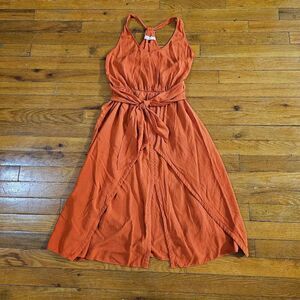 Rebecca Taylor Orange Sleeveless Midi Dress Size 0
